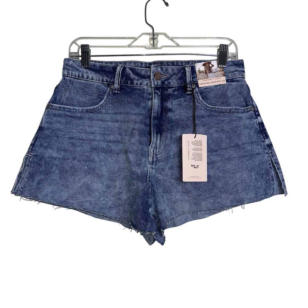 Sincerely Jules Super High Rise A-Line Mom Shorts Blue Acid Wash Denim Size 9/29